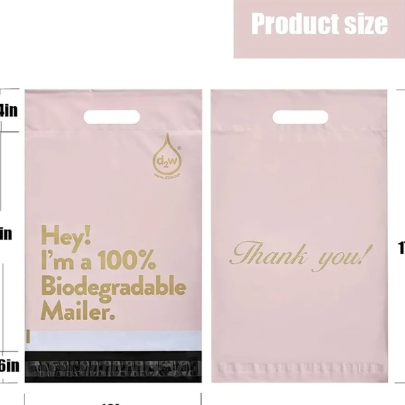 25 Pink Biodegradable Mailer Bags 10x13 - Picture 2 of 4